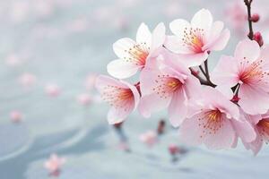 Wasser spritzt auf das Sakura Blume. Hintergrund. ai generativ Profi Foto