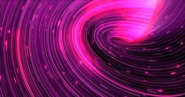 Energie abstrakt lila wirbelnd gebogen Strudel Linien von glühend hell magisch Energie Streifen und fliegend Partikel Hintergrund foto