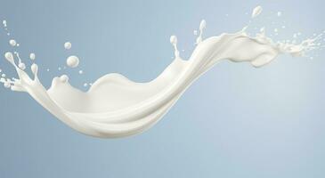 Weiß Milch Spritzen isoliert auf Hintergrund, Flüssigkeit oder Joghurt Spritzen, 3d Illustration. generativ ai foto