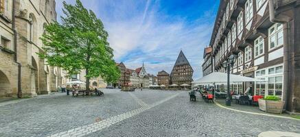 Panorama- Aussicht Über Markt Platz von Deutsche historisch Stadt hildesheim foto