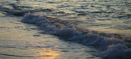 schön Welle mit Schaum im das Abend Meer. foto