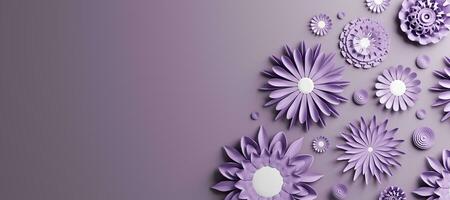 violett Papier Blumen Hintergrund. handgemacht Dekoration foto