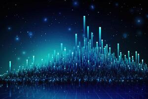 generativ ai, Lager Markt Diagramm Linien, finanziell Graph auf Technologie abstrakt Blau Hintergrund vertreten finanziell Krise, finanziell Kernschmelze. Technologie Konzept, Handel Markt Konzept. foto