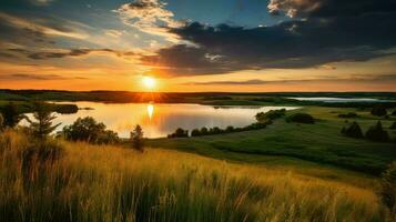 Landschaft Minnesota Prärie Seen ai generiert foto