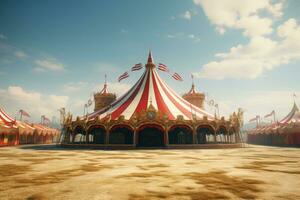 Zirkus Zelt beim Sommer- Tag. generativ ai foto