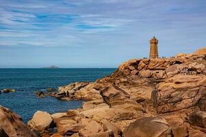 Aussicht von ploumanac'h Leuchtturm bedeuten ruz Leuchtturm - - Bretagne, Frankreich foto