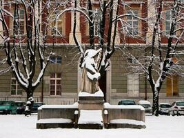 Winter Majestät Jeanne d'arc Statue im kammerartig, Savoie foto