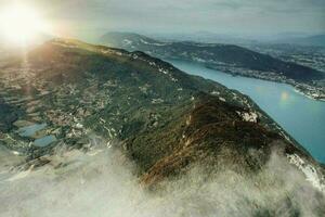 Savoie Herbst Majestät See Burget Berg Aussicht von Delle du Plaudern foto