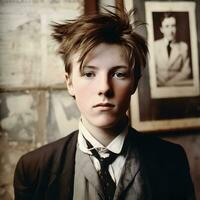 generativ ai Porträt Arthur Rimbaud wie ein modern Teen foto