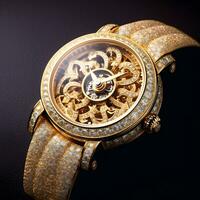 Eleganz im Gold Luxus generativ ai golden Uhr foto