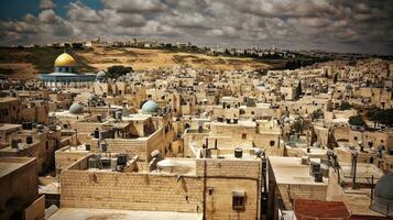 breit Aussicht von jerusalem generativ ai foto