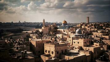 breit Aussicht von jerusalem generativ ai foto