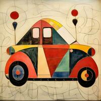 wunderlich wenig Auto paul klee Stil Zeichnung generativ ai foto