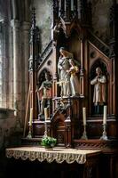 charmant Kathedrale Innere Altar im Bretagne, Frankreich foto