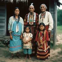 traditionell einheimisch amerikanisch Familie Kleidung, generativ ai foto