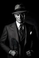 elegant Mann im Studio tragen klassisch britisch oder amerikanisch Anzug. generativ ai. foto