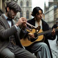 Straße Serenade im Jahrgang Kleidung foto