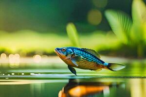 ein Fisch ist Schwimmen im das Wasser. KI-generiert foto