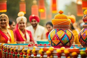 indisch Hochzeit Dekorationen im Indien. KI-generiert foto