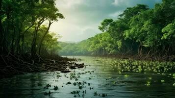 Wasser tropisch Mangrove Wälder ai generiert foto