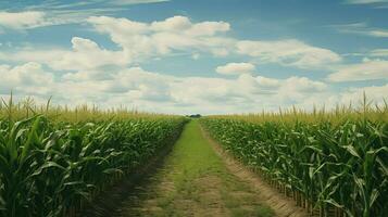 Feld Iowa Maisfelder landwirtschaftlich ai generiert foto