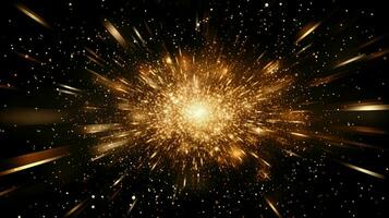 glühen glänzend Partikel Explosion ai generiert foto