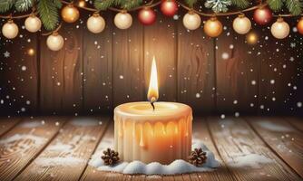 Verbrennung Kerze Weihnachten Dekoration auf hölzern Hintergrund foto