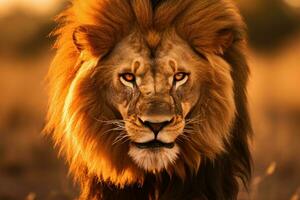 Löwe auf das jagen im das afrikanisch Landschaft. ai generativ foto