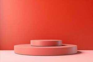 minimalistisch Licht rot Hintergrund zum Produkt Präsentation mit Podeste foto