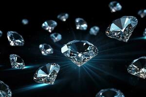 Luxusdiamanten auf schwarzem Hintergrund foto