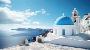 griechisch Kirche auf das Insel von Santorini. generativ ai foto