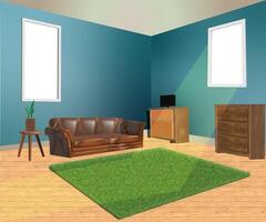 3d modern Leben Zimmer Innere Design mit Sofa Couch Tabelle und Fernsehen3d Innere Design foto