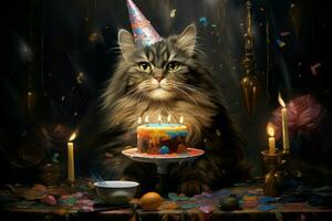 Katzen-Thema Katze Geburtstag. generieren ai foto
