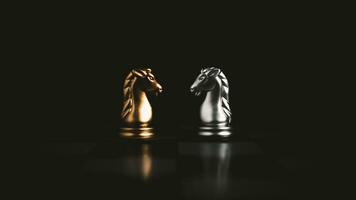 Gold und Silber Schach Stücke im Schach Tafel Spiel zum Geschäft Vergleich. Führung Konzepte, Mensch Ressource Verwaltung Konzepte. foto