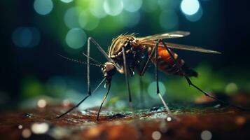 ein Nahansicht Aussicht von Mücken. Virus Ökologie. generativ ai foto