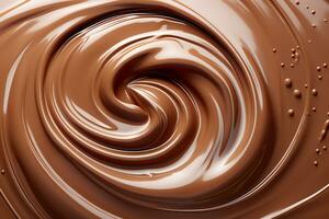 Schokolade Milch Strudel Spritzen. geschmolzen Schokolade Oberfläche Wirbelwind. generativ ai foto