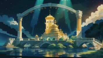 großartig Schloss Grafik Roman Anime Manga Hintergrund foto