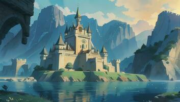 großartig Schloss Grafik Roman Anime Manga Hintergrund foto