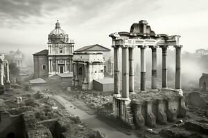 uralt römisch Ruinen beim das römisch Forum generativ ai foto
