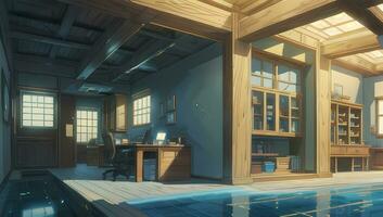 Büro modern Fantasie Grafik Roman Anime Manga Hintergrund foto