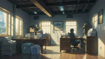 Büro modern Fantasie Grafik Roman Anime Manga Hintergrund foto