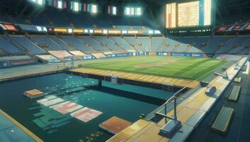Stadion Sport modern Fantasie Grafik Roman Anime Manga Hintergrund foto