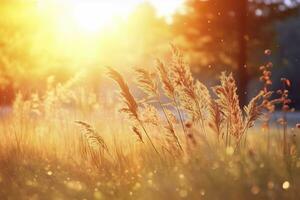 Kunst Herbst sonnig Natur Hintergrund. generativ ai foto