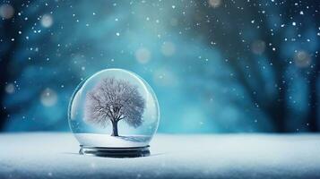 Schnee Globus funkelnd im glänzend Hintergrund foto