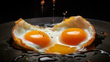 Eier mit Scheibe Frühstück foto