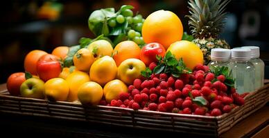 Lebensmittelgeschäft speichern, Supermarkt, frisch Obst Markt, Öko Essen - - ai generiert Bild foto