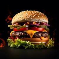 Burger, Hamburger Cheeseburger, ai generiert foto