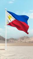 Philippinen Flagge winken im ein öffnen Bereich foto