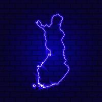 Finnland leuchtende Leuchtreklame auf Backsteinmauerhintergrund foto