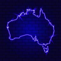 Australien leuchtende Leuchtreklame auf Backsteinmauerhintergrund foto